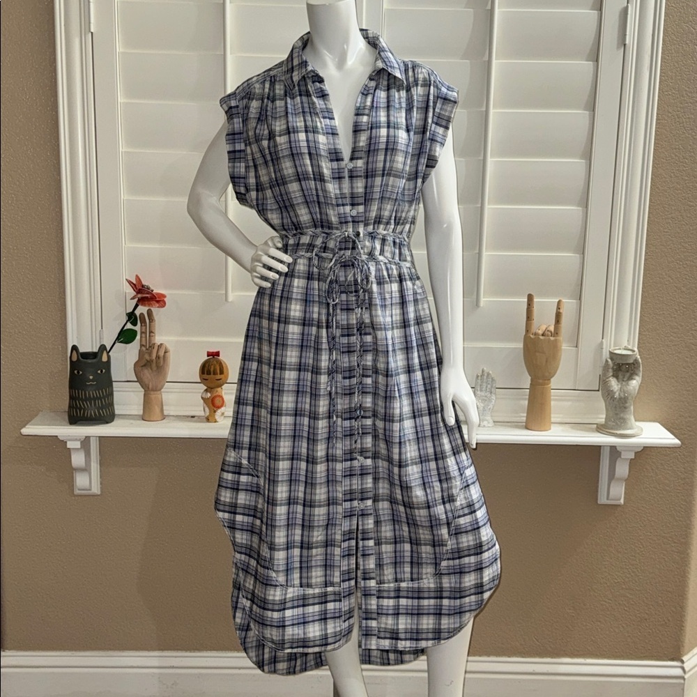 Pilcro Tie-Front Tunic Top Dress Blue Motif - Picture 2 of 15